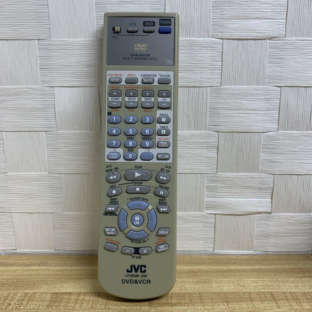 JVC LP21036-033 DVD/VCR Combo Remote Control For JVC HR-XVS44U Player TESTED